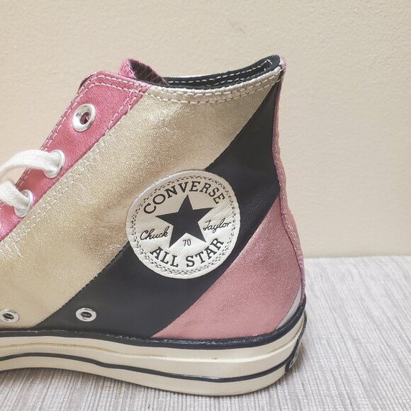 Converse metallic striped high top sneakers size 9 - Picture 4 of 11